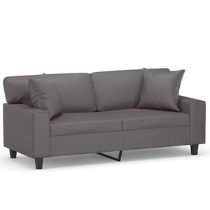 vidaXL Kavč dvosed z okrasnimi blazinami siv 140 cm umetno usnje