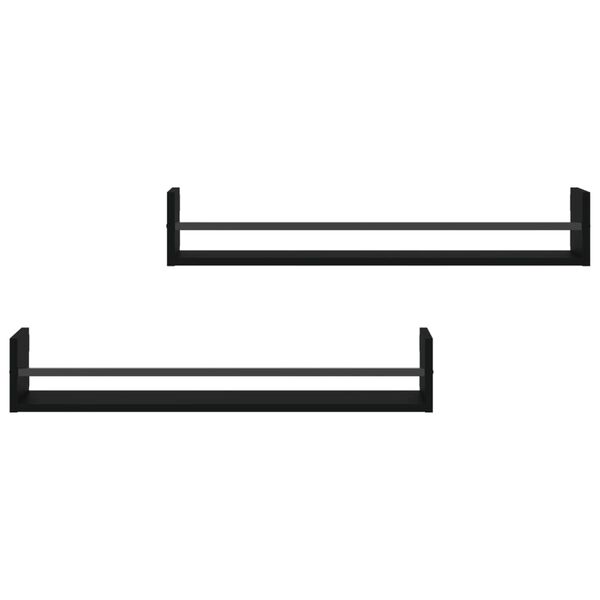 vidaXL Stenske police s prečkami 2 kosa črne 80x16x14 cm