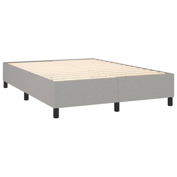 vidaXL Box spring postelja z vzmetnico svetlo siva 140x200 cm blago