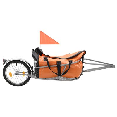 vidaXL Tovorna kolesarska prikolica s torbo oranžna in črna
