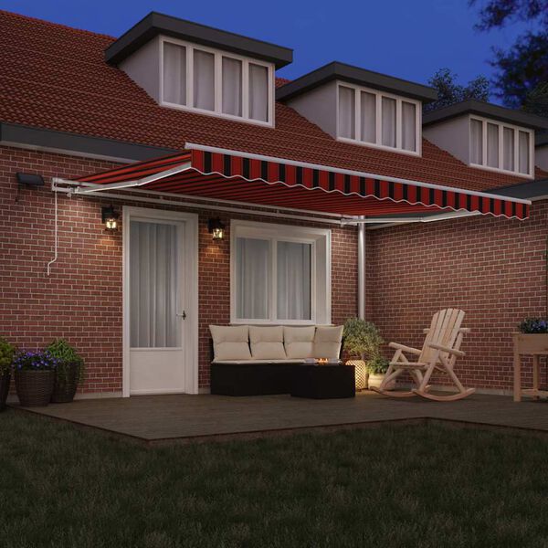 vidaXL Retraktilna tenda z LED lučmi oranžna in rjava 450 &times; 350 cm