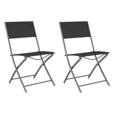 vidaXL Zložljivi zunanji stoli 2 kosa črno jeklo in tekstil