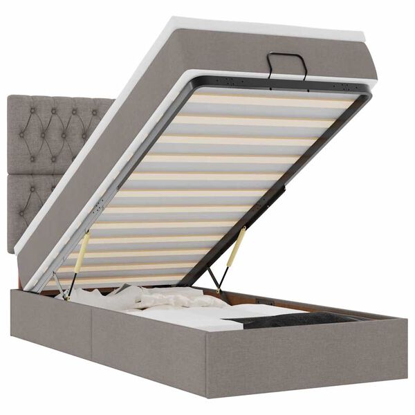 vidaXL Otomanski posteljni okvir z vzmetnico taupe 90x190 cm blago