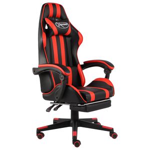 vidaXL Racing stol z oporo za noge črno in rdeče umetno usnje