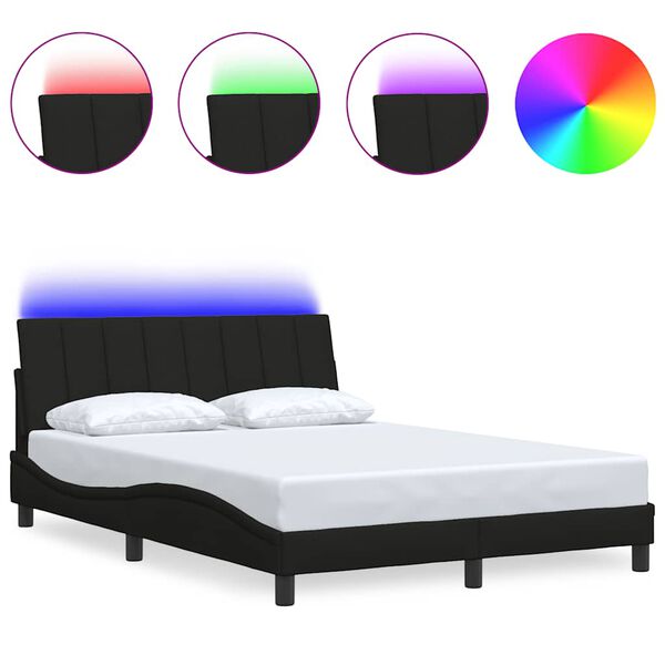 vidaXL Posteljni okvir brez vzmetnice Hanko črn 140x190 cm blago