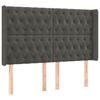 vidaXL Vzglavje z u&scaron;esi temno sivo 147x16x118/128 cm žamet