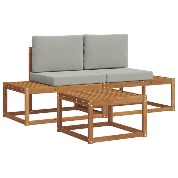 vidaXL Zunanja garnitura za sedenje z blazino 3 pcs Naravna