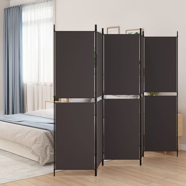 vidaXL Paravan 5-delni rjav 250x180 cm blago