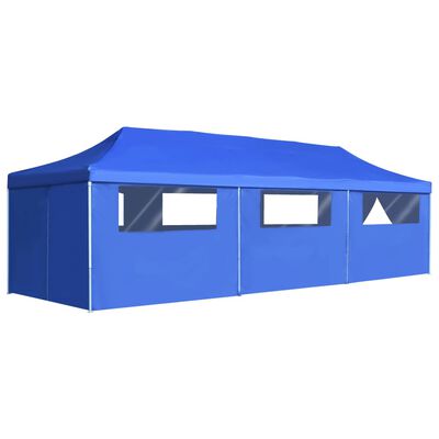 vidaXL Zložljiv pop-up vrtni šotor z 8 stranicami 3x9 m moder