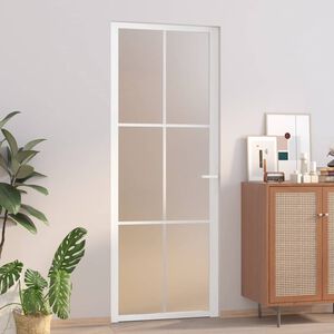 vidaXL Notranja vrata 76x201,5 cm Bela mat steklo in aluminij