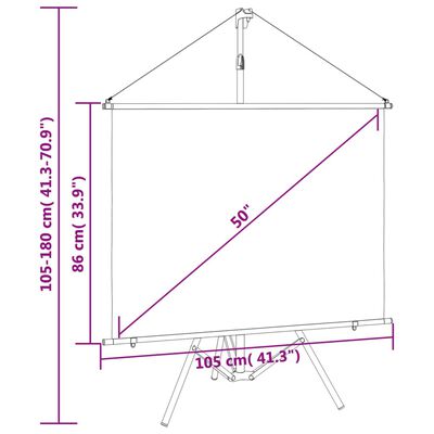 vidaXL Projekcijsko platno s trinožnim stojalom 50" 4:3