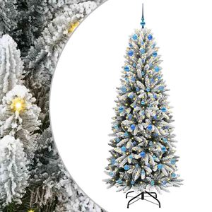 vidaXL Umestno božično drevo Bela 210 cm PVC, plastika, jeklo in PE