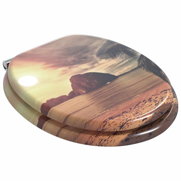 vidaXL Toaletni pokrov s tiho zaporo Oranžna 44 x 38 cm MDF plo&scaron;ča