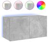 vidaXL Stenska TV omarica z LED lučkami betonsko siva 80x35x41 cm
