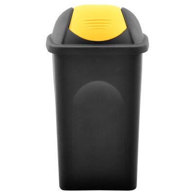 vidaXL Koš za smeti z nihajnim pokrovom 60 L črn in rumen