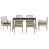 vidaXL Komplet za jedilnico v vrtu 7 pcs Svetlo siva poli ratan