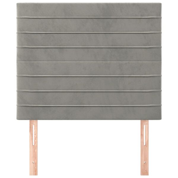vidaXL Vzglavje postelje svetlo sivo 90x5x118/128 cm žamet