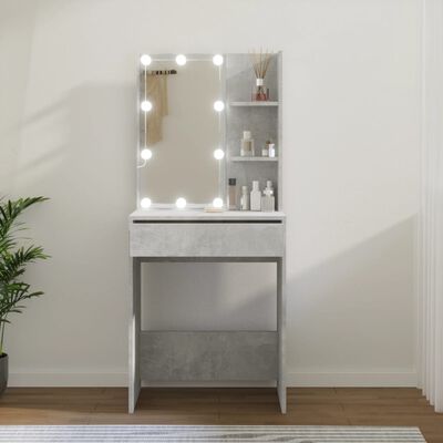 vidaXL Toaletna mizica z LED lučkami betonsko siva 60x40x140 cm