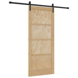 vidaXL Drsna vrata 86 x 198,5 cm Trdna borovina Naravna in črna
