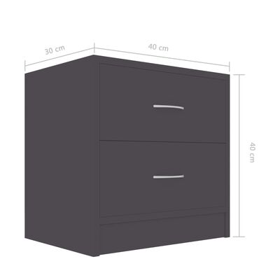 vidaXL Nočna omarica siva 40x30x40 cm iverna plošča
