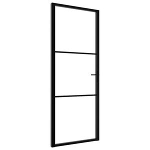 vidaXL Notranja vrata ESG steklo in aluminij 76x201,5 cm črna