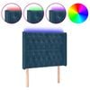 vidaXL LED posteljno vzglavje temno modro 93x16x118/128 cm žamet