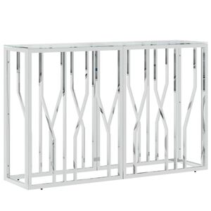 vidaXL Konzolna mizica 110x30x70 cm nerjaveče jeklo in steklo