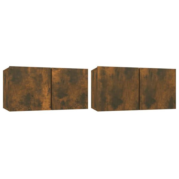 vidaXL Viseča TV omarica 2 kosa dimljen hrast 60x30x30 cm