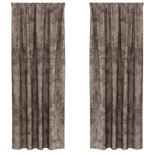 vidaXL Velvete zavese z zavesami 2 pcs Kapučino 245 x 140 cm Žamet