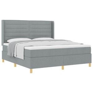 vidaXL Postelja z vzmetnico z vzmetnico Svetlo siva 180 x 200 cm blago