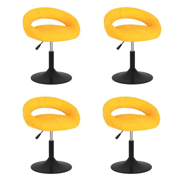 vidaXL Vrtljivi jedilni stoli 4 kosi gorčično rumen žamet