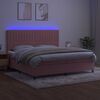 vidaXL Box spring postelja z vzmetnico LED roza 200x200 cm žamet