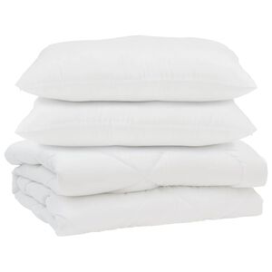 vidaXL Odeja z blazino 3 pcs Bela Mikrofibra