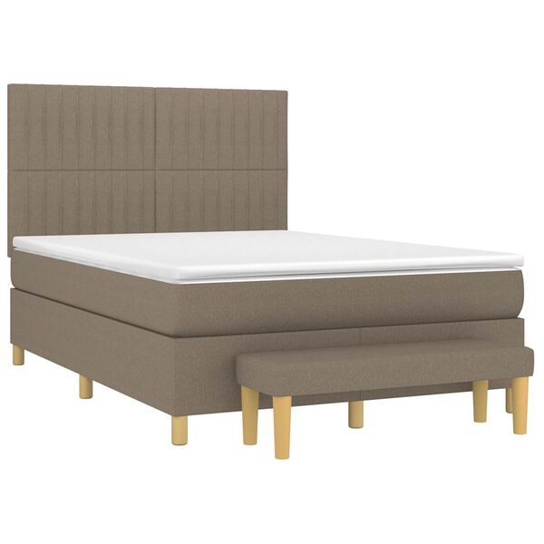 vidaXL Box spring postelja z vzmetnico taupe 140x190 cm blago