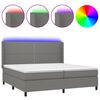 vidaXL Box spring postelja z vzmetnico LED temno siva 200x200 cm blago