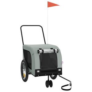 vidaXL Kolesarska prikolica za hi&scaron;ne ljubljenčke siva in črna