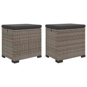 vidaXL Vrtno nastavljalo za noge s prevleko 2 pcs Siva poli ratan