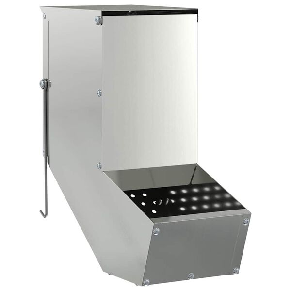 vidaXL Hranilnica za zajce srebrna 12,5 x 26 x 28,5 cm Cinkana jeklena