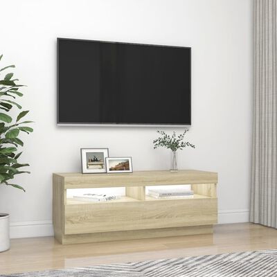 vidaXL TV omarica z LED lučkami sonoma hrast 100x35x40 cm