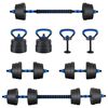 vidaXL 4-v-1 set uteži, barbell in kettlebell 20 kg Črna in modra