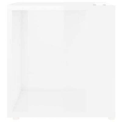 vidaXL Stranska mizica visok sijaj bela 33x33x34,5 cm iverna plošča