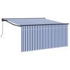 vidaXL Vlečna tenda Modra in bela 300 x 250 cm Poliester in aluminij
