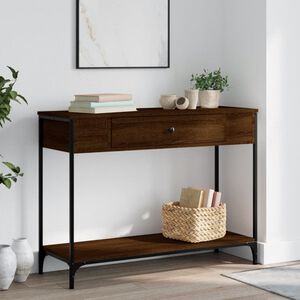 vidaXL Konzolna mizica rjav hrast 100x34,5x75 cm inženirski les