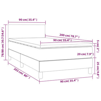 vidaXL Box spring postelja z vzmetnico rjava 90x200 cm umetno usnje
