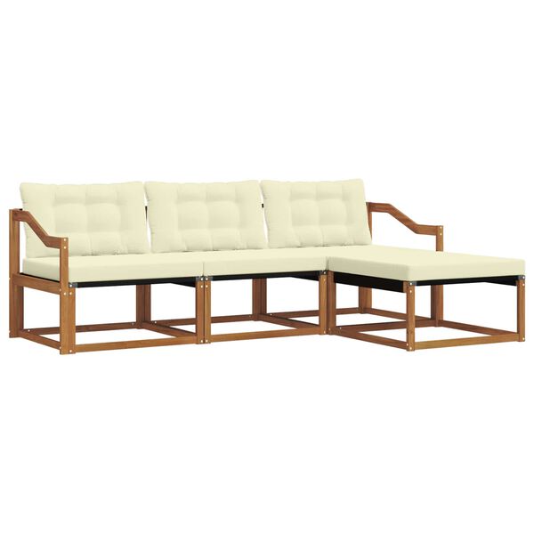 vidaXL Zunanja garnitura za sedenje z blazino 4 pcs Naravna in smetana