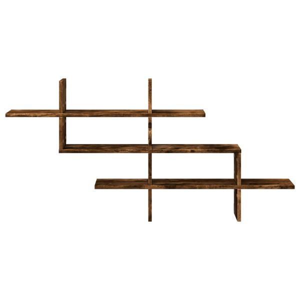 vidaXL Stenska polica dimljeni hrast 124,5x18x60,5 cm inženirski les