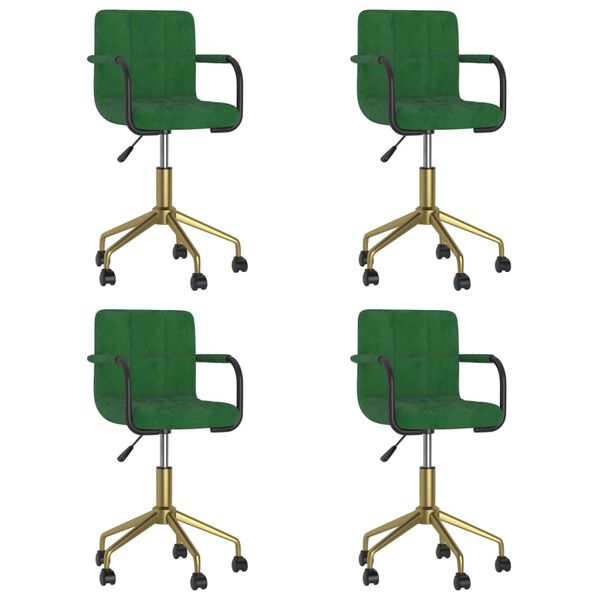 vidaXL Vrtljivi jedilni stoli 4 kosi temno zelen žamet