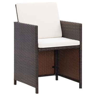 vidaXL Vrtni stoli in stolčki 4-delni komplet poli ratan rjave barve