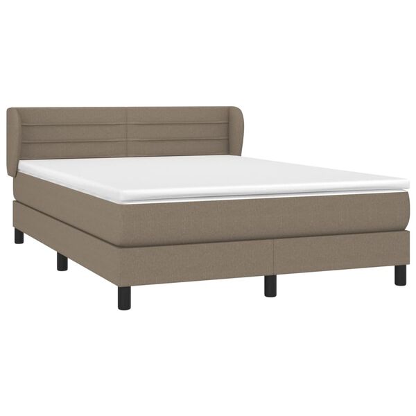 vidaXL Box spring postelja z vzmetnico taupe 140x200 cm blago