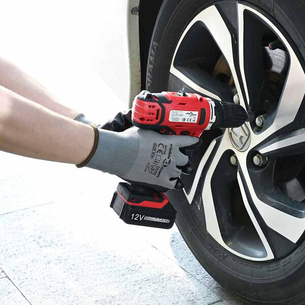 vidaXL Delovne rokavice 24 pcs Siva in črna 8 / m Poliester